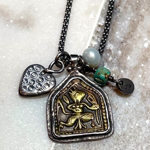 Silpada necklace with popcorn chain and multiple charms, N1679